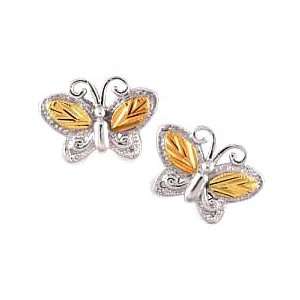 Fabulous Sterling silver Black Hills Gold Womens Butterfly Post 