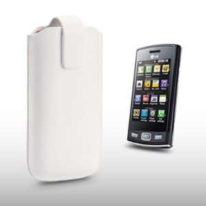  LG GM360 VIEWTY SNAP WHITE PU LEATHER POCKET POUCH COVER 