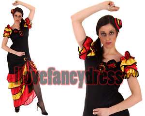 LADIES FLAMENCO RUMBA FANCY DRESS COSTUME 10 14 , 18 22  