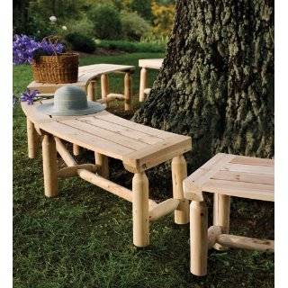 Curved Outdoor Solid Unfinished Wood Log Bench