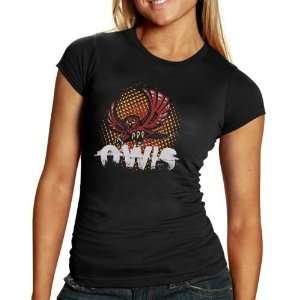  Temple Owls Ladies Black Logo Matrix T shirt: Sports 