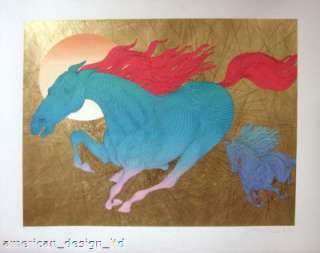   Azoulay Equus 2006 Hand Signed Serigraph Art with gold leaf L@@K OBO