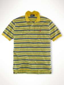 NWT Polo Ralph Lauren Yellow Striped Mesh Polo Shirt  