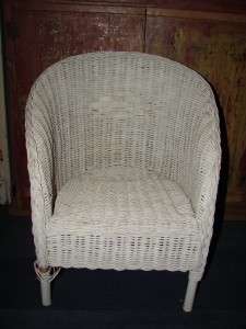 Vintage Childs Kids 3 Piece White Wicker Chairs Furniture  