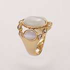 Viennois Gorgeous Crystal Opal Sets Shiny Gold Ring