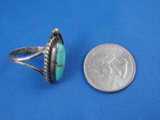 Signed NATIVE American STERLING Silver TURQUOISE RING Size 7  