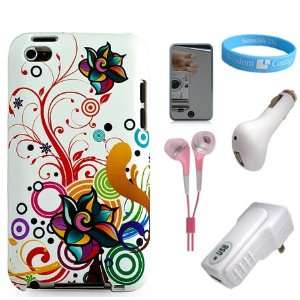  Snap Fit White Flower Back Cover for iPod Touch 4G + Mirror Screen 