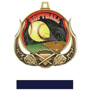  Hasty Awards Softball Ultimate 3 D Medals M 727O GOLD MEDAL/NAVY 