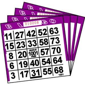  1 ON Purple Paper Bingo Cards (500 ct) (500 per package 