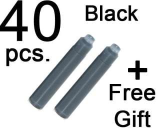 40 Black Fountain Pen Ink Cartridges   Fits Waterman  