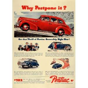  1940 Ad Pontiac General Motors Division Red Six 4 Door 