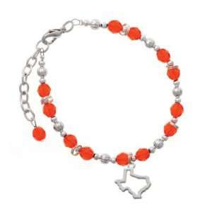 Texas Outline Orange Czech Glass Beaded Charm Bracelet [Jewelry]
