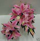   bouquet latex lily bouquets flowers silk pink PINK REAL TOUCH LILLIES