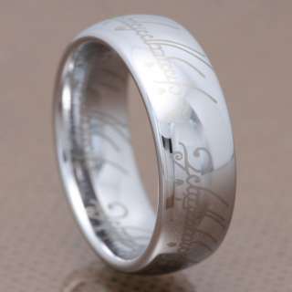 Lord Of The Elvish Rings Tungsten Carbide One Ring In White LOTR Mens 