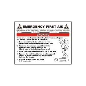  EMERGENCY FIRST AID  CHOKING  Sign   18 x 24
