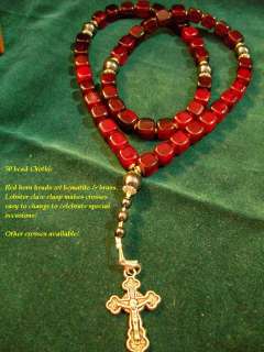 Chotki   red horn beads Orthodox Christian Prayer beads  