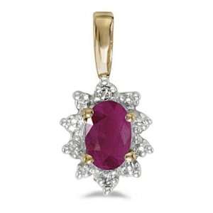  14k Yellow Gold July Birthstone Oval Ruby And Diamond 