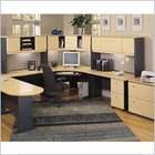 Bush Furniture Beech and Grey Advantage U Shaped Corner Desk Office 