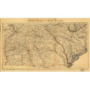    1865 Civil War map of Georgia South Carolina: Home & Kitchen