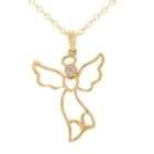 10K Two Tone Diamond Accent Angel Pendant on Gold Filled Chain