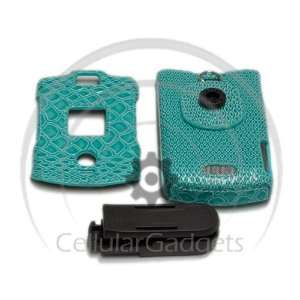 PREMIUM TEAL SNAKE SKIN with BELT CLIP Faceplate / Case / Cover for 