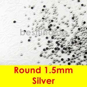   Gems Round 1.5mm Nail Art Rhinestones Pick Quantity Silver 1142  