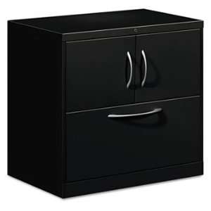   File Center w/Storage Cabinet & Lateral File, 30w x 18d x 28h, Black