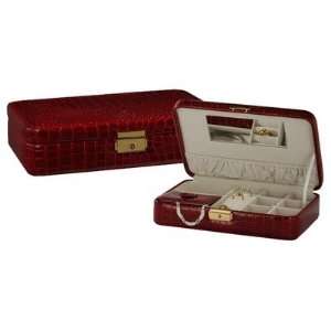  Red Croc Leather Travel Jewelry Box: Home & Kitchen