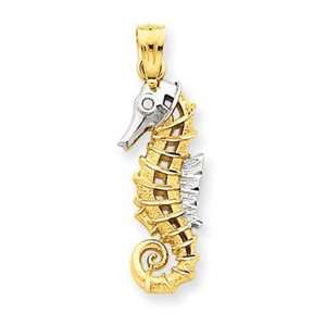  14k Yellow & Rhodium Gold Seahorse Pendant Jewelry