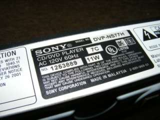 Sony 1080p DVD CD Player HDMI DVP NS77H AS IS/PARTS 027242708921 