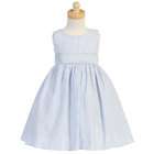 Lito Girls Light Blue Seersucker Stripe Easter Dress 10