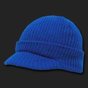    Royal Blue Knit Visor Beanie GI Jeep Watch Cap Hat 