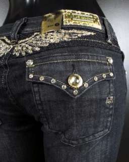 NWT Womens LA IDOL Skinny Jeans GOLD CRYSTAL WINGS! 574NR  