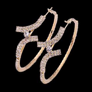   GP Sparkling Swarovski Crystal Earrings,Clip One Stone Hoop  