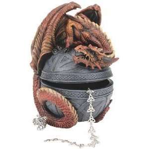   Medieval Dragon Orb Statue Sculpture Treasure Jewelry Box: Home