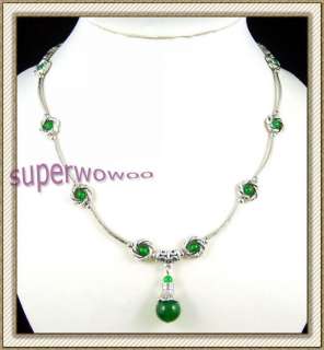 cy090 tibet style tibetan silver jade necklaces  