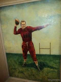   Portrait 1930s Original Oil FOOTBALL Player Pittsburgh, PA Painting