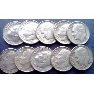   10 assorted roosevelt silver dimes from the 1946 64 