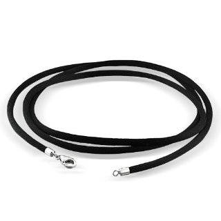 Bling Jewelry Black Silk Cord Chain Necklace Sterling Silver 14 16 