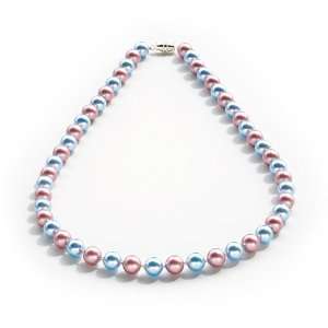   Swarovski Crystal Two Tone Pearl Necklace  Rose/Blue (8mm) Jewelry