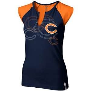  Womens Chicago Bears High Pitch Split Neck Tshirt: Sports 