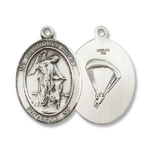   Angel/Paratrooper Pendant Stainless Silver Heavy Curb Chain Jewelry