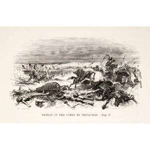  1875 Woodcut Alphonse Neuville Turks Crusade Battle 