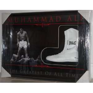 Muhammad Ali Signed Boxing Shoe Shadow Box   Autographed Boxing 
