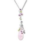   Quartz, Pink Tourmaline and Peridot Briolette Necklace (IncludeCable