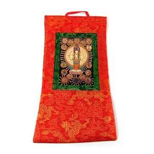 Mini Tibetan Thangka ~ Avalokiteshvara ~ Chenrezig ~ Red ~ 8 x 12 