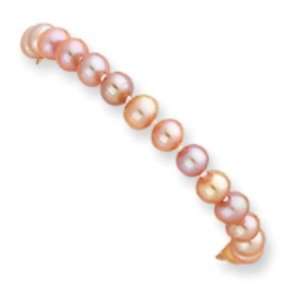  14k Gold Simulated Pink Pearl Bracelet: Jewelry