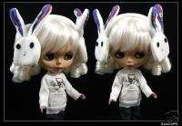 Blythe Doll Super Cutie White Rabbits Ear Muffs #B  
