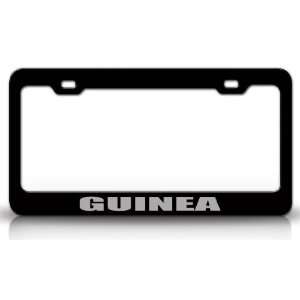 GUINEA Country Steel Auto License Plate Frame Tag Holder, Black/Silver