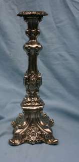 Hungarian Sterling Silver Repousse 13 H Candle Stick  